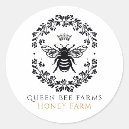 Queen Honey Bee Schwarz-weiß Gold Product Labels Runder Aufkleber