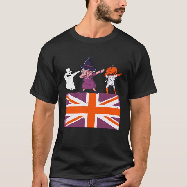 Queen II Dabbing Elizabeth Pumpkin Mummy Ghost Kid T-Shirt (Vorderseite)