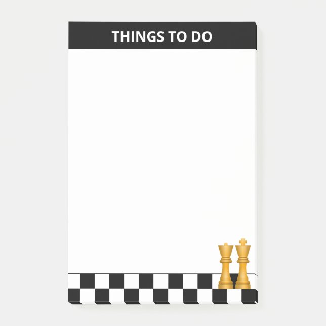 Queen & King auf Schwarz & Weiß Schachspielen Post-it Klebezettel (Vorderseite)