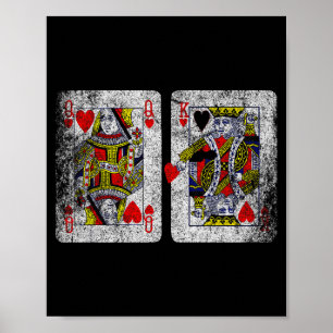 Queen King Of Hearts Spielkarten Valentinstag Poster