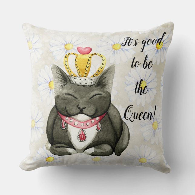 Queen Kitty Cat Albern Throw Kissen (Vorderseite)