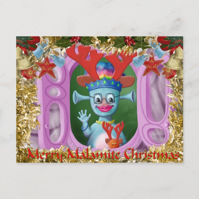 Queen Mabel & Cedric. Frohe Weihnachten! Feiertagspostkarte (Vorderseite)