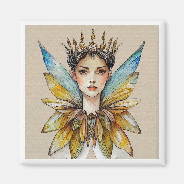 Queen Maeve - Fairy Watercolor Malerei Magnet (Vorne)