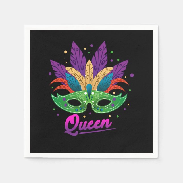 Queen Mardi Gras Street Party Karneval Maskengesch Serviette (Vorderseite)