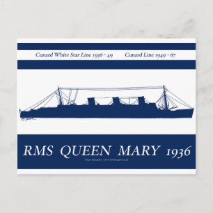 Queen mary blue streifen 3 postkarte