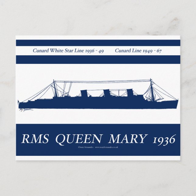 Queen mary blue streifen 3 postkarte (Vorderseite)
