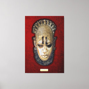 Queen Mother Idia - Elfenbein Edo Maske über Red V Leinwanddruck