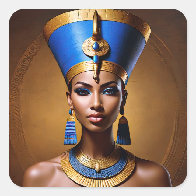 "Queen Nefertiti" Schöne antike afrikanische König Quadratischer Aufkleber (Vorderseite)