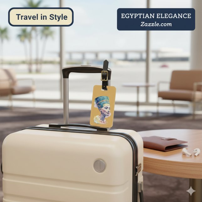 Queen Nefertiti Watercolor - Ägyptische Kunst Gepäckanhänger (Von Creator hochgeladen)