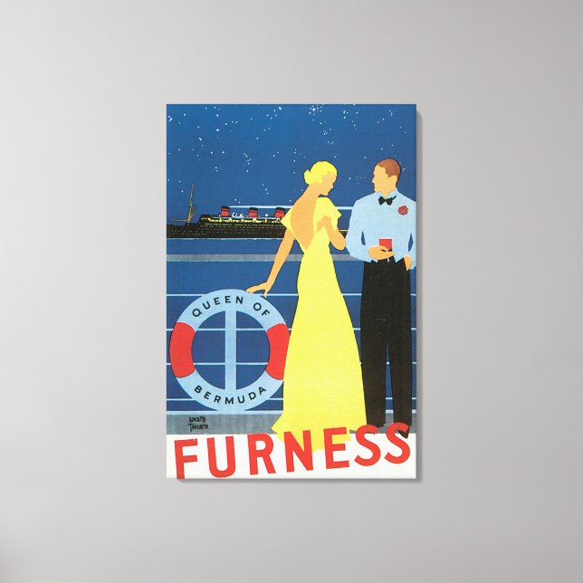 Queen of Bermuda Furness Vintage Travel Poster Leinwanddruck (Vorderseite)