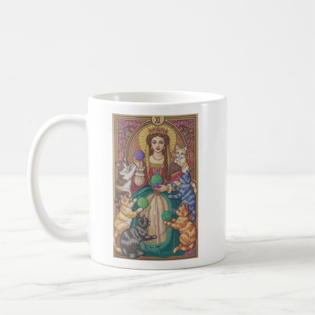 Queen Of Cats Tarot Card Mug Kaffeetasse (Links)