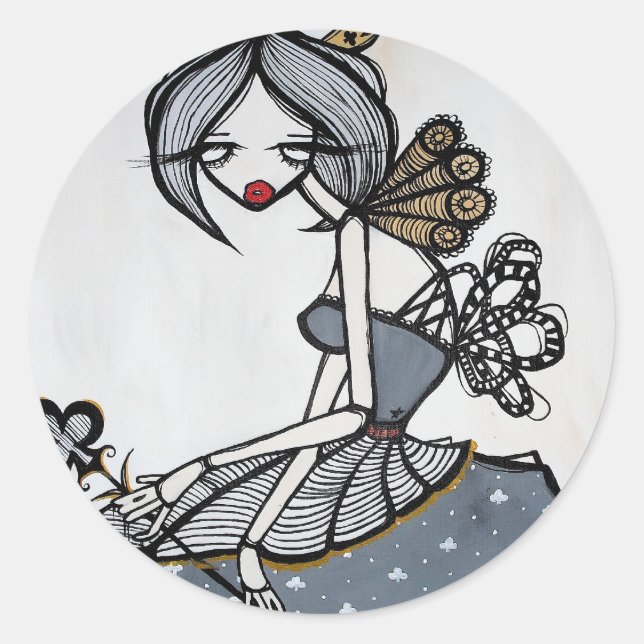 "Queen of Clubs" Round Stickers (Vorderseite)