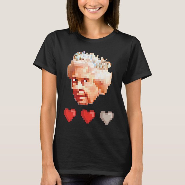 Queen of England retro video game pixel 3 lives he T-Shirt (Vorderseite)