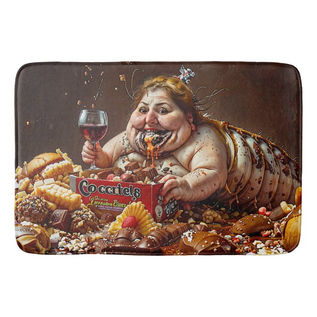 "Queen of Gluttonous Decay" farbenfrohe Portrait Badematte (Vorderseite)