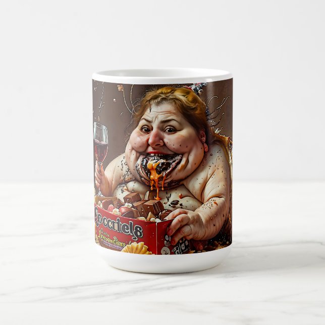 "Queen of Gluttonous Decay" farbenfrohe Portrait Kaffeetasse (Mittel)