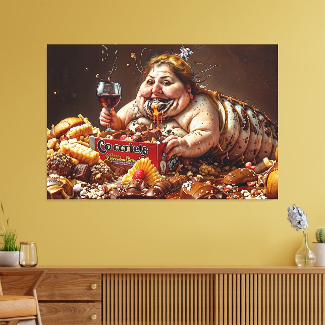 "Queen of Gluttonous Decay" farbenfrohe Portrait Leinwanddruck (Insitu (Wohnzimmer))