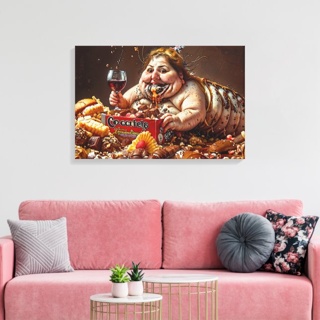 "Queen of Gluttonous Decay" farbenfrohe Portrait Leinwanddruck (Insitu (Wohnzimmer))