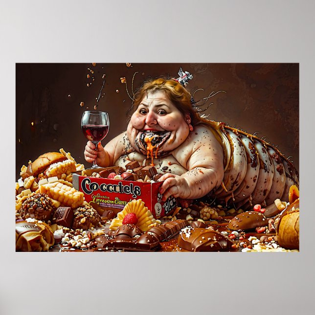 "Queen of Gluttonous Decay" farbenfrohe Portrait Poster (Vorne)