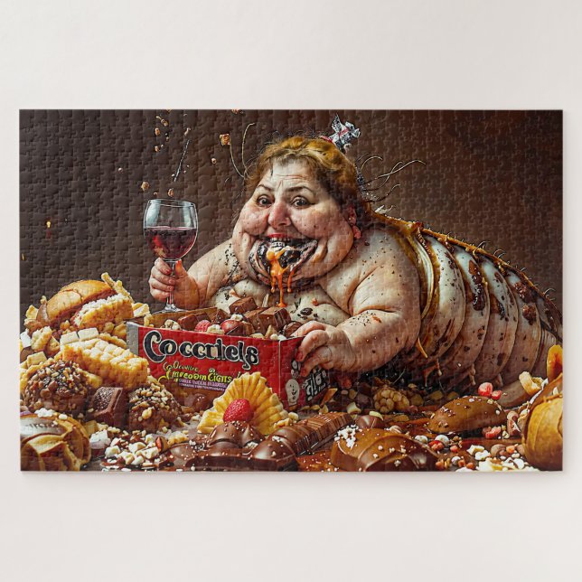"Queen of Gluttonous Decay" farbenfrohe Portrait Puzzle (Horizontal)