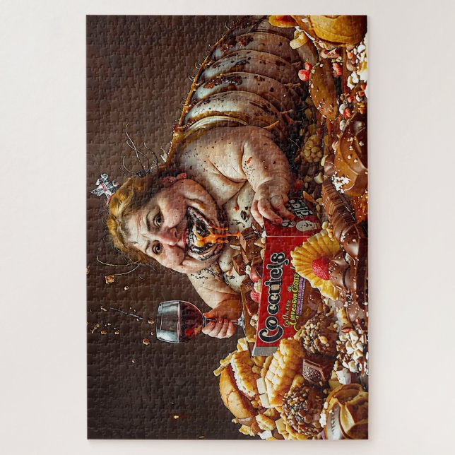 "Queen of Gluttonous Decay" farbenfrohe Portrait Puzzle (Vertikal)