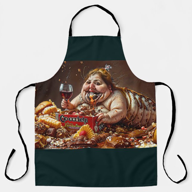 "Queen of Gluttonous Decay" farbenfrohe Portrait Schürze (Vorderseite)