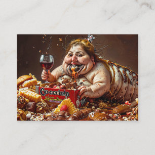 "Queen of Gluttonous Decay" farbenfrohe Portrait Visitenkarte