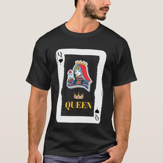 Queen of Heart Black Heart Blackjack Cards Poker T-Shirt (Vorderseite)