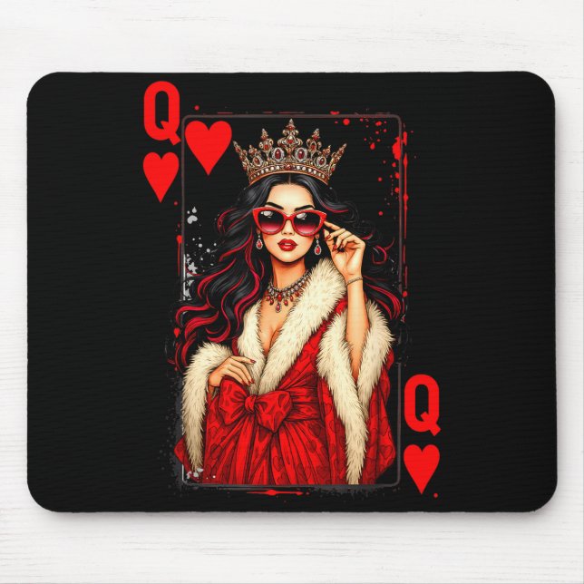 Queen Of Heart Playing Card Love Valentine Outfit  Mousepad (Vorne)