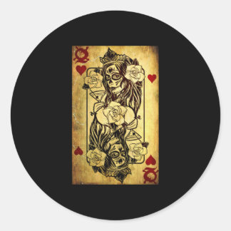 Queen Of Hearts Card Deck Old Runder Aufkleber
