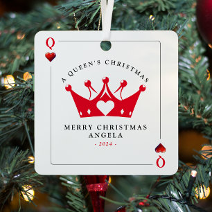 Queen of Hearts Casino Poker Weihnachten Ornament Aus Metall