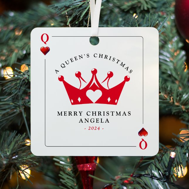 Queen of Hearts Casino Poker Weihnachten Ornament Aus Metall (Queen of Hearts Casino Poker Card Christmas Metal Ornament
)