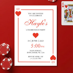 Queen of Hearts Casino Spielkarten 60. Geburtstag Einladung