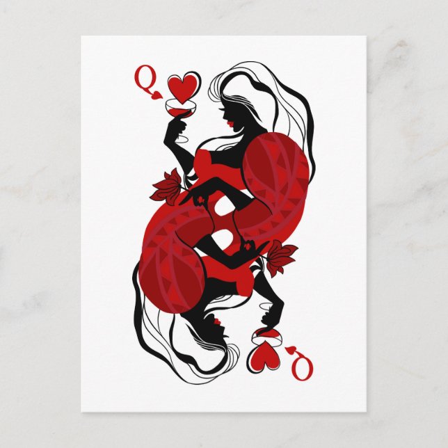 Queen of hearts. Fashion playing card Postkarte (Vorderseite)
