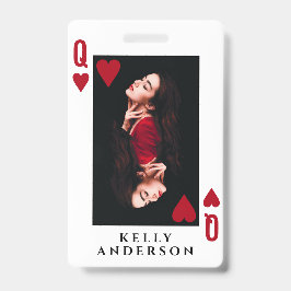 Queen of Hearts Feminine Photo Hairdresser Name Ausweis
