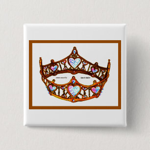 Queen of Hearts Gold Crown Tiara Weiße Taste Butto Button
