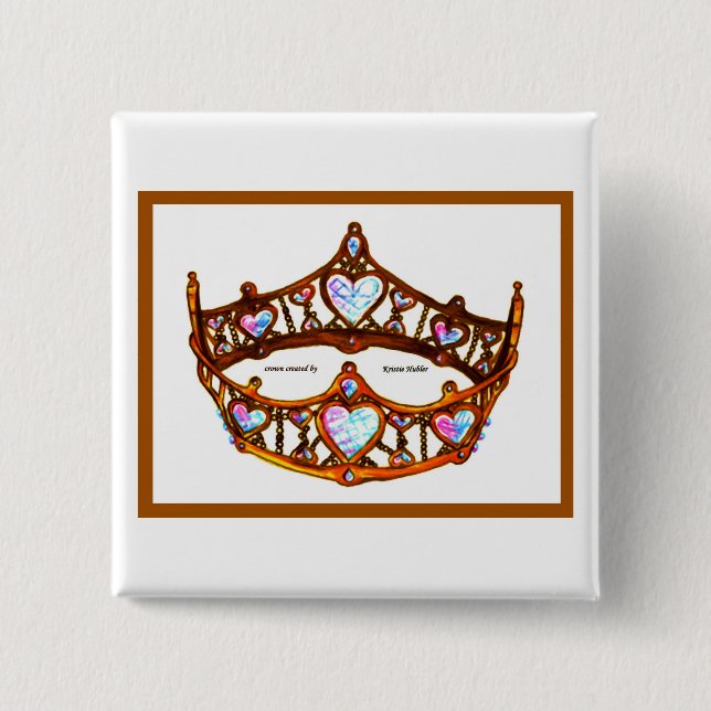 Queen of Hearts Gold Crown Tiara Weiße Taste Butto Button (Vorderseite)