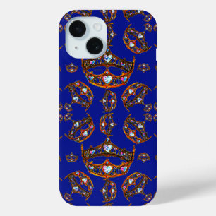 Queen of Hearts Goldene Kronen Tiara blau violett  Case-Mate iPhone Hülle