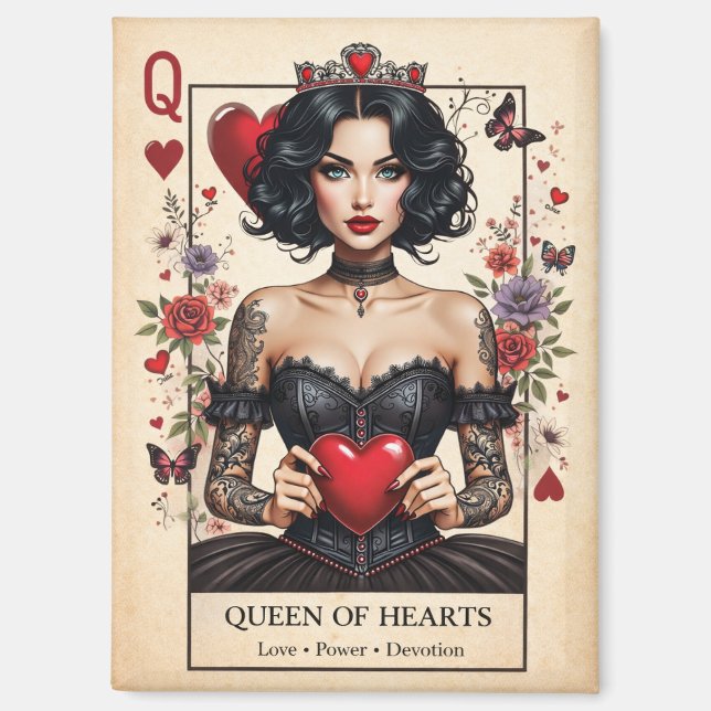 Queen of Hearts Gothic Tarot Fridge Magnet  (Vorderseite)