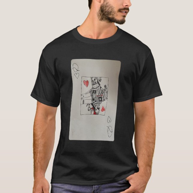 Queen of Hearts Hand drawn Playing Card Xavi Origi T-Shirt (Vorderseite)