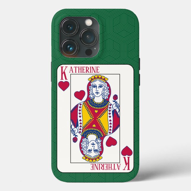 Queen of Hearts Individuelle Name Spielkarte Case-Mate iPhone Hülle (Rückseite)
