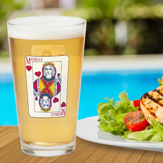 Queen of Hearts Individuelle Name Spielkarte Glas (Von Creator hochgeladen)