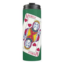 Queen of Hearts Individuelle Name Spielkarte Thermosbecher