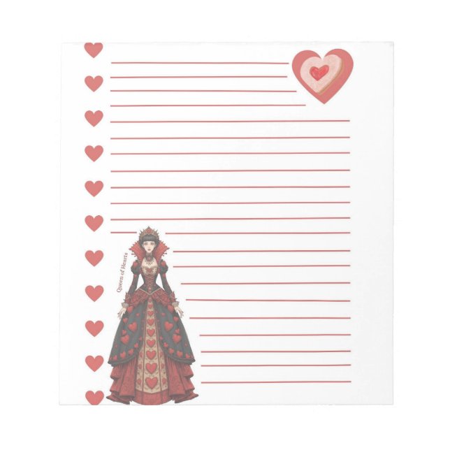 Queen of Hearts Lined Notizblock (Vorderseite)
