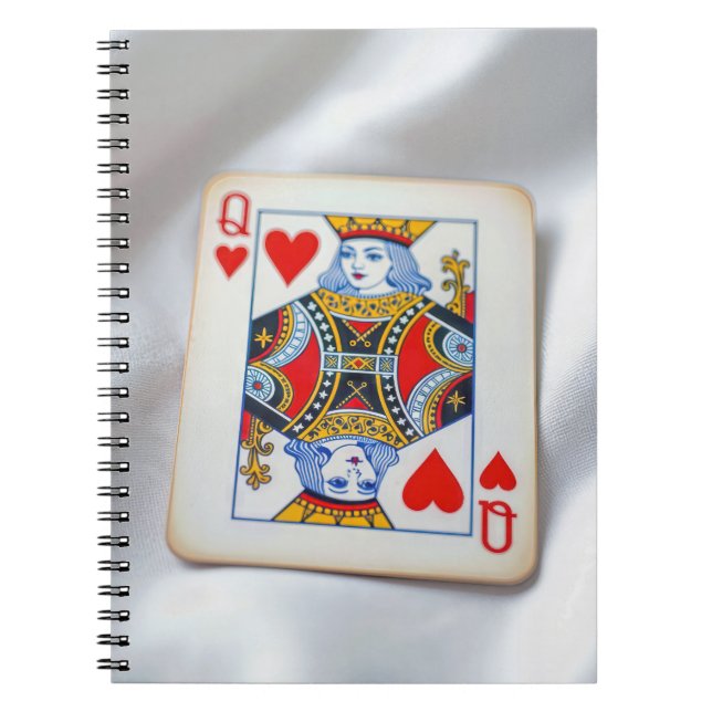 Queen of Hearts On White Satin Fabric Notizblock (Vorderseite)