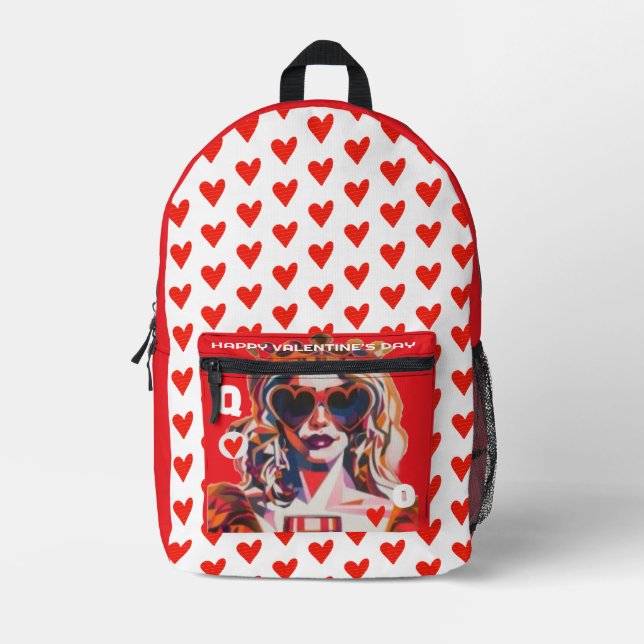 Queen of Hearts Pop Art  Bedruckter Rucksack (Vorderseite)