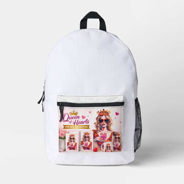 Queen of Hearts pop art Bedruckter Rucksack (Vorderseite)
