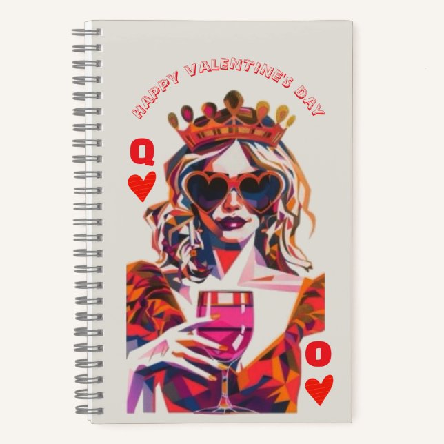 Queen of Hearts Pop Art Spiral Notebook Notizbuch (Vorderseite)