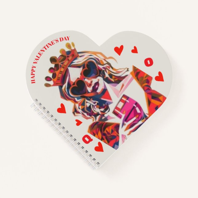 Queen of Hearts Pop Art Spiral Notebook Notizbuch (Vorderseite)