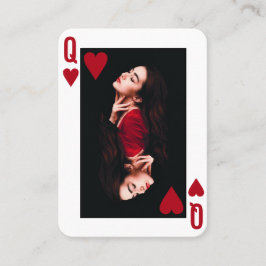 Queen of Hearts Red Photo Business Hairdresser Treuekarte