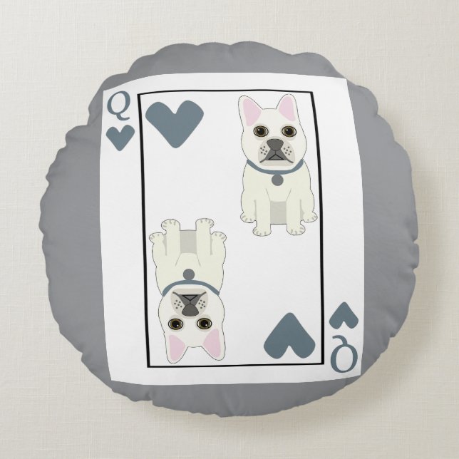 Queen of Hearts Rundes Kissen (Vorderseite)